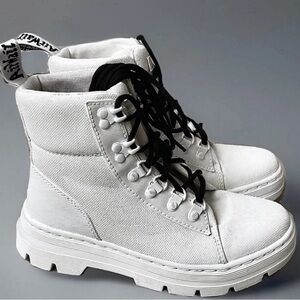 Dr. Martens Combs W Poly Canvas Casual White Ankle Boots, Size 6 (Womens)